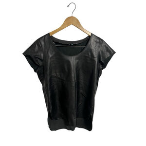 Women's Truth + Pride Black 100% Leather Short Sleeve Tee Top Size M